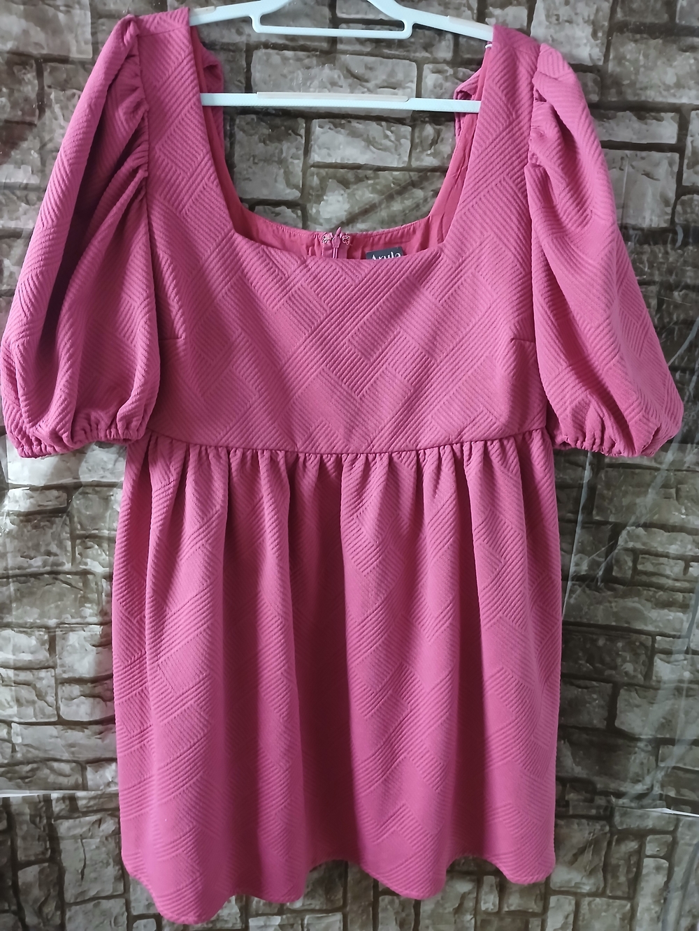 ARULA Pink Textured Puff-Sleeve Tunic Top